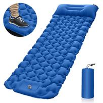 Portable Bed Pillow Outdoor Inflatable Mat Air Tress Hiking Travel Backpack Lightweight Camping Sleeping Pad 193*68*8cm mėlyna