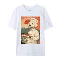 Funny Vintage Japanese Food Art Cute Poodle Sushi Chef Dog Design Slim Fit Printed T Shirt Cotton Fabric Unisex Tops Tees S