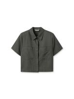Top Ten Women'S) Linen Crop Short Sleeve Blouse_Msf2Wc2922 Dkh/90