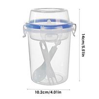 Portable Salad Cup with Topping Compartment Kids Breakfast Salad Bowl with Spoon Fork School Lunch Box Yogurt Parfait Containers 480ml