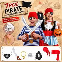 Kids Costume Set 7 with Eye Patch and Headband for Halloween Dress Up One Size raudona