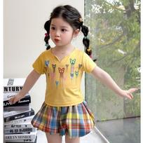 Girls Summer Dopamine Outfit Sweet Cool Short Sleeve T Shirt And Shorts Set Baby Casual Two Piece Suit 90