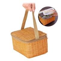 Straw Woven Waterproof Insulated Thermal Bento Bag Insulated Lunch Tote Bag for Travel Picnic Women Lunch Box Natural Pastoral 1PCS