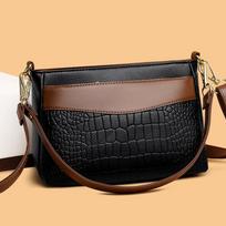 Women’s Retro Color Blocking Messenger Bags Crocodile pattern Design Shoulder Bags High Quality PU Leather Lady Fashion Handbags