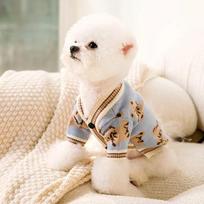 Luxury Dog Clothes Chihuahua Pet Striped Cardigan Sweater Bichon Frise Puppy Kitten Dog Warm Coat Cat Dog Accessories Pet Outfit S mėlyna