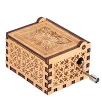 Rankomis užvedamas raižytas faneros muzikos dėžutė Medinis graviruotas muzikinis žaislas Rankdarbiai Vaikų dovana Namų dekoras (#1)
