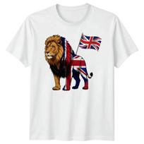 Union Jack Lion T-Shirt British Great Britain & UK Flag Football Tee Adults L