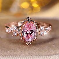Elegant, Trendy, Luxurious Design, Palace Style, Pink Flower Zircon Ring, Attending Banquet, Geometric Jewelry And Accessories 6