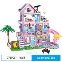 Friends City House Summer Holiday Slide Pool Villa Apartment MOC Building Blocks Set Figure DIY Toys for Kid Girl Christmas Gift