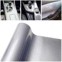 Self Adhesive 6d Carbon Fiber Vinyl Wrap 40x152cm , Silver Car Styling Film Sheet Roll For Auto Hood Roof Decoration Diy sidabras