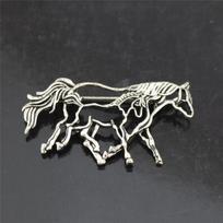 Fashion Antique Silver Openwork Alloy Horse Pony Brooch Animal Pin Brooch Unisex Corsage Badge Clothing Suit Jewelry Accessories 1 pcs