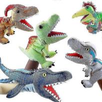 Cartoon open-mouthed Tyrannosaurus Rex hand puppet, interactive dinosaur plush toy for toddlers, Aetosaurus