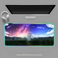 Anime Suzume No Tojimari Mouse Pad RGB Gaming Mouse Pad Desk Mat HD Gamer Large LED Light XXL MousePads RGB600x300x3mm