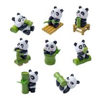 8 Pcs Mini Panda Figurine Tiny Cute Panda Ornaments with Bamboo for Cake Topper DIY Crafts Miniature Landscape Fairy Garden Plant Pot Decor 8pcs