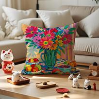 Dopamine Afternoon Tea Cushion Cover Anti-dustmite Pillowcase Invisible Zipper Silky Short Plush Sofa Cushion Cover 30x30cm