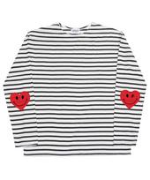 Graver [Unisex] Elbow Heart Smile Stripe Long Sleeve_Black Black/M