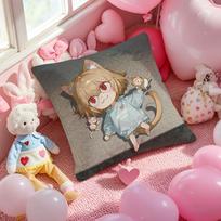 Kawaii Neco Arc Anime Pillow Case Soft Plush Fabric Double-Sided Printed Cushion Cover Warm Winter Sofa Pillow Case 30x30cm