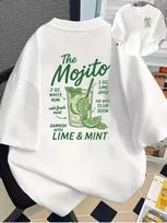 The Mojito Cocktail Graphic TShirt Casual Crew Neck Short Sleeve Top Retro Lime Mint PrintVersatile Summer Daily Fashion Tee S