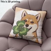 Shiba Inu Clover Lucky Throw Pillow Covers Pattern Cushion Cover Suitable For Sofa Bedroom Car Pillow Cover 40x40cm