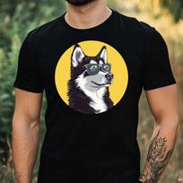 T-Shirt Herren Husky mit Sonnenbrille Motiv Baumwolle Größe XS bis 5XL XL