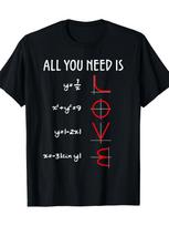 Funny Math Equation Graph Spell Love Print TShirt Unisex Unisex Black Cotton Nerd Science Teacher Student Graphic Short Sleeve Tees M