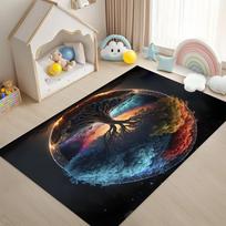 Fantasy Space Buddha Colorful Dot Art Carpet Spiritual Dreamy Art Style Easy Clean Rug for Living Room Bedroom Home Decor 40cm x 60cm