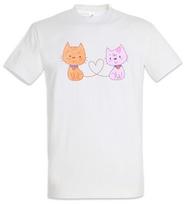 Cat Cartoon Love T-Shirt Cats Whiskers Love addicted Fan Toon S