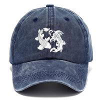 Koi Fish Yin Yang Baseball Cap Washed Cotton Adjustable Casual Outdoor Dad Hat One Size