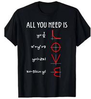 Rounisextic Math Equation Love Print Tshirt Casual All Match Short Sleeve Top For Unisex And Unisex Korean Style Fashion Black S