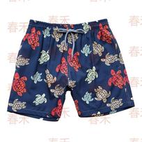 Men's Sea Turtle Print Beach Swim Trunks for Pool and Vacation L tamsiai mėlyna