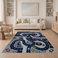 Kids Race Car Track Play Area Rug Educational City Road Map Carpet Soft Non-Slip Boys Bedroom Playroom Home Decor Floor Mat 40X60CM