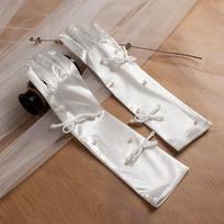 Vintage Satin Long Gloves Lace Long Finger Mittens Elegant Wedding Bridal Gloves  Lady Style2