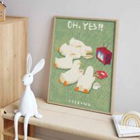 Diamond painting kit. full diamond round mosaic cute duck watching TV handmade. home decoration gift Round 20x30cm