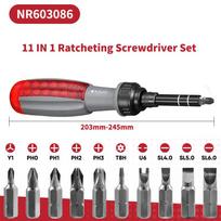 11 in 1 Ratchet Screwdriver Set Telescopic Screwdriver Two-way ABS Handle Adjustment Forward Reverse Multifunctional Bits Driver
