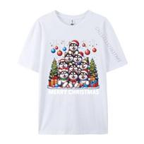 Merry Christmas Husky Dog Matching TShirt New Year Day Cotton T Shirt ONeck Printed Large Size T Shirt S