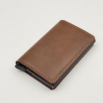 Minimalist Carbon Fiber Men Wallet RFID Blocking Aluminum Card Holder Thin Business Purse for Daily Carry dark brown