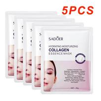 5pcs Hyaluronic Acid Collagen Face Mask Skincare Moisturizing Hydrating Facial Masks Sheet Mask Skin Care 5pcs white