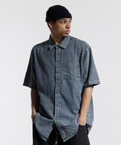 Cream Soda Lab Aero Essential Washed Denim Short Sleeve Shirt Black/L(1)