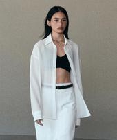 Nive See-Through Crinkle Shirts (Ivory) Free