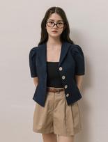 Rotre Domin Seersucker Puff Navy Blouse Navy/S