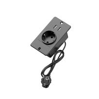 Įleidžiamas prailgintuvų blokas su 1 AC lizdu, 2 USB prievadais, įmontuojamas stalo maitinimo lizdas su prailgintuvu stalo baldams juoda