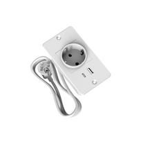 Įleidžiamas elektros lizdas su USB C ir USB A, įleidžiamas stalo elektros lizdas su prailgintuvu baldams, stalui balta