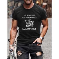 Men's Norse Viking Warrior T-Shirt - Graphic Tee with Norse Warrior Print, Breathable Moisture-Wicking Fabric, Casual Short Sleeve Shirt for Gym S juoda