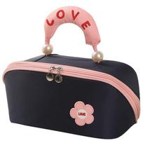 Double Zipper Handheld Cosmetic Bag Pearl Travel Toiletry Bag Cloud Pillow Makeup Bag  Outdoor tamsiai mėlyna spalva