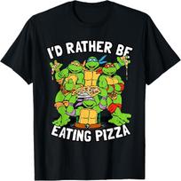 Mademark x Teenage Mutant Ninja Turtles - I'd Rather Be Eating Pizza TMNT T-Shirt S juoda