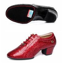 Cowhide Sports Women's Shoes Soft Sole Adult Square Shoes For Women Leather Modern Latin Dance Shoes Ballroom Sneakers 34