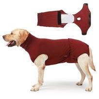 Elastic Dog Recovery Suit Breathable Comfortable Dog Physiological Pants Adjustable Washable Prevent Licking Clothes XXS vyno raudonos spalvos