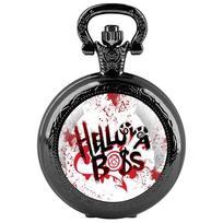 Anime Helluva Boss Glass Dome Vintage Pocket Watch Men Women Pendant Necklace Chain Charm Clock Hours Watch Jewelry Gifts juoda
