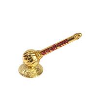 Golden Brass Hanuman Gada – Sacred “Jai Shree Ram” Inscribed Divine Mace for Pooja Room, Temple & Spiritual Home Décor