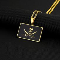 Trendy Pirate Symbol Necklace for Men and Women, High-end Design Sweater Chain Accessories 60CM